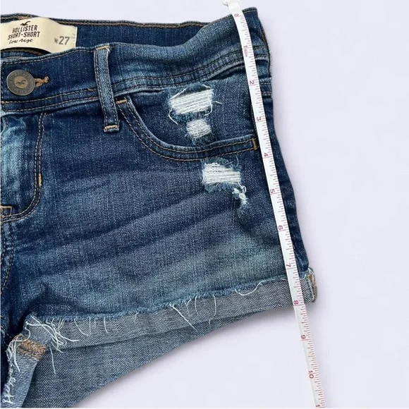 Hollister low rise distressed short shorts w folded hem - Picture 5 of 6